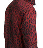 Dolce & Gabbana Red Leopard Hooded Bomber Full Zip Jacket