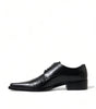 Dolce & Gabbana Black Leather Lace Up Formal Flats Shoes
