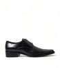 Dolce & Gabbana Black Leather Lace Up Formal Flats Shoes