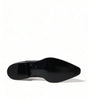 Dolce & Gabbana Black Leather Lace Up Formal Flats Shoes