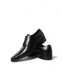 Dolce & Gabbana Black Leather Lace Up Formal Flats Shoes