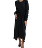 Dolce & Gabbana Black Wool Wrap Sheath Midi Gown Dress