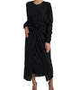 Dolce & Gabbana Black Wool Wrap Sheath Midi Gown Dress