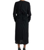 Dolce & Gabbana Black Wool Wrap Sheath Midi Gown Dress