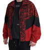 Dolce & Gabbana Red Leopard Nylon Full Zip Sweater