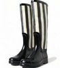 Dolce & Gabbana Black and White Striped Knee High Boots