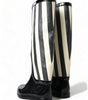 Dolce & Gabbana Black and White Striped Knee High Boots