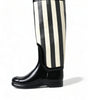 Dolce & Gabbana Black and White Striped Knee High Boots