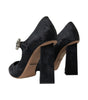 Dolce & Gabbana Black Brocade Mary Janes Heels Pumps Shoes
