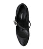 Dolce & Gabbana Black Brocade Mary Janes Heels Pumps Shoes
