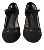Dolce & Gabbana Black Mary Jane Taormina Lace Pumps Shoes