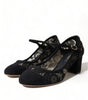 Dolce & Gabbana Black Mary Jane Taormina Lace Pumps Shoes