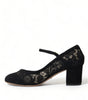 Dolce & Gabbana Black Mary Jane Taormina Lace Pumps Shoes