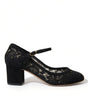 Dolce & Gabbana Black Mary Jane Taormina Lace Pumps Shoes