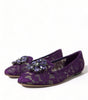 Dolce & Gabbana Purple Vally Taormina Lace Crystals Flats Shoes