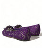 Dolce & Gabbana Purple Vally Taormina Lace Crystals Flats Shoes