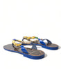 Dolce & Gabbana Blue Crystals Flats Sandals Beachwear Shoes