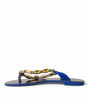 Dolce & Gabbana Blue Crystals Flats Sandals Beachwear Shoes