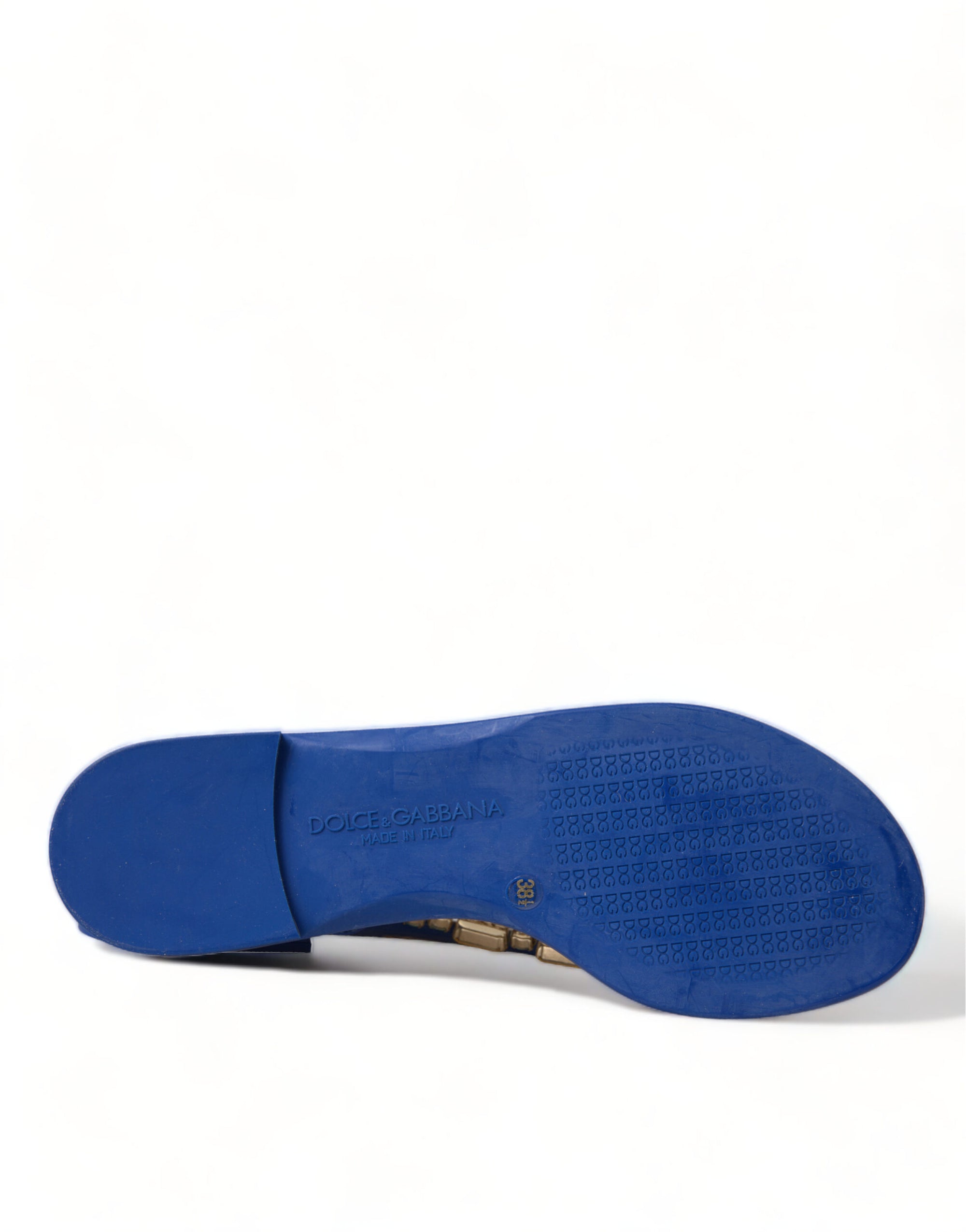 Dolce & Gabbana Blue Crystals Flats Sandals Beachwear Shoes