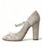 Sandales à talons carrés en dentelle chic Dolce &amp; Gabbana en blanc crème