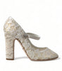 Sandales à talons carrés en dentelle chic Dolce &amp; Gabbana en blanc crème