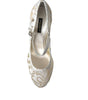 Sandales à talons carrés en dentelle chic Dolce &amp; Gabbana en blanc crème