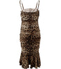 Dolce & Gabbana Brown Leopard Print Ruched Midi Dress