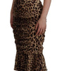Dolce & Gabbana Brown Leopard Print Ruched Midi Dress