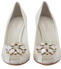 Escarpins à bout ouvert blancs ornés de cristaux Dolce &amp; Gabbana