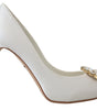 Escarpins à bout ouvert blancs ornés de cristaux Dolce &amp; Gabbana