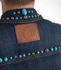 Dolce & Gabbana Blue Denim Turquoise Stones Studded Jacket