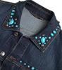 Dolce & Gabbana Blue Denim Turquoise Stones Studded Jacket