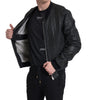Dolce & Gabbana Black Leather Full Zip Bomber Coat Jacket