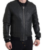 Dolce & Gabbana Black Leather Full Zip Bomber Coat Jacket