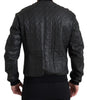 Dolce & Gabbana Black Leather Full Zip Bomber Coat Jacket