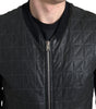 Dolce & Gabbana Black Leather Full Zip Bomber Coat Jacket