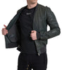 Dolce & Gabbana Green Perforated Leather Bomber Jacket
