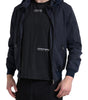 Dolce & Gabbana Blue Hooded Logo Polyester Full Zip Sweater