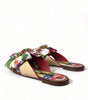 Dolce & Gabbana Multicolor Floral Flats Crystal Sandals Shoes