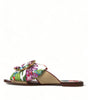 Dolce & Gabbana Multicolor Floral Flats Crystal Sandals Shoes