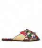 Dolce & Gabbana Multicolor Floral Flats Crystal Sandals Shoes