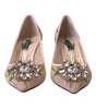 Escarpins élégants à fleurs roses et cristaux Dolce &amp; Gabbana