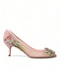 Escarpins élégants à fleurs roses et cristaux Dolce &amp; Gabbana