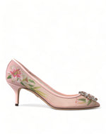 Escarpins élégants à fleurs roses et cristaux Dolce &amp; Gabbana