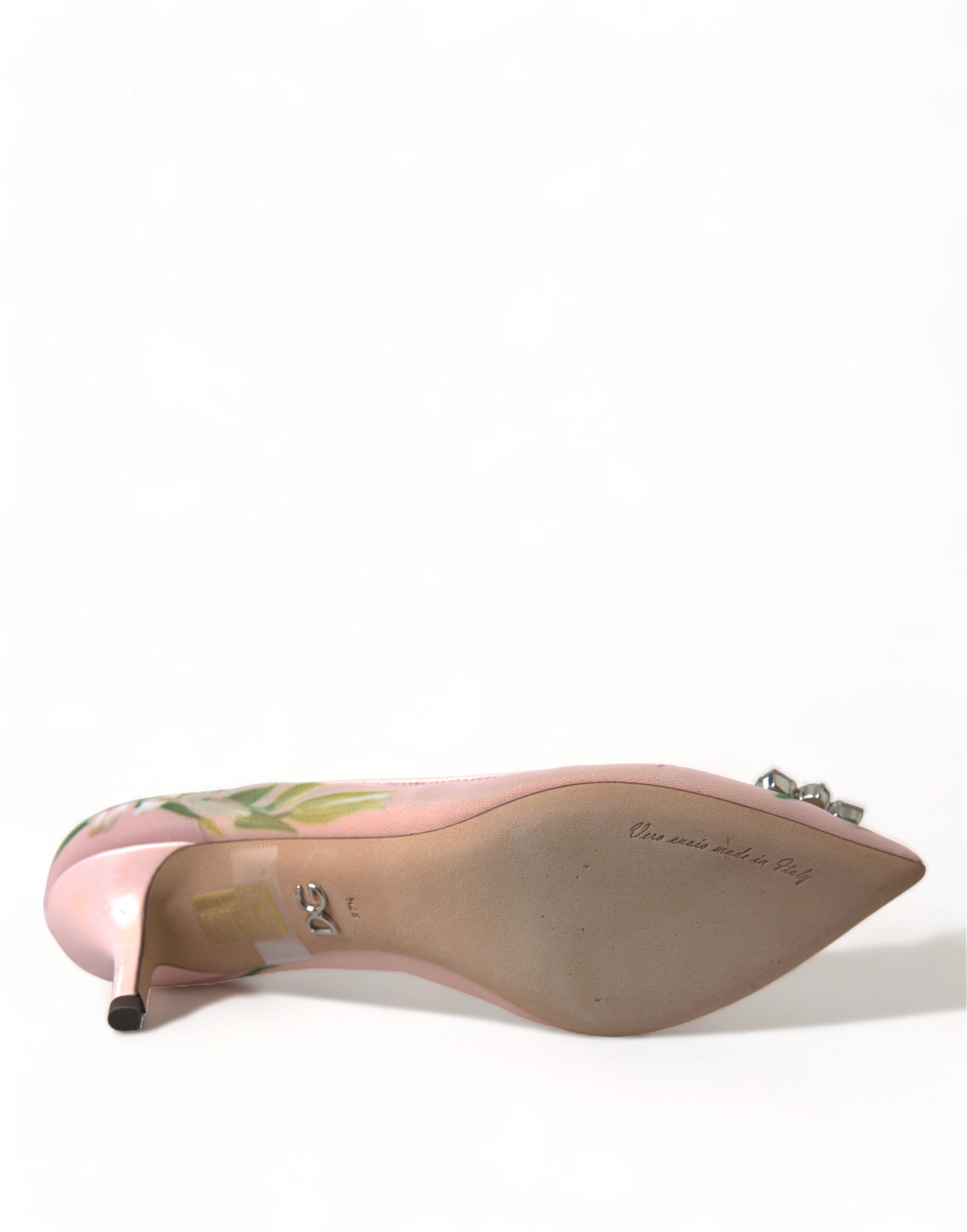 Escarpins élégants à fleurs roses et cristaux Dolce &amp; Gabbana