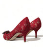 Escarpins Dolce &amp; Gabbana en dentelle rouge éclatante avec cristaux