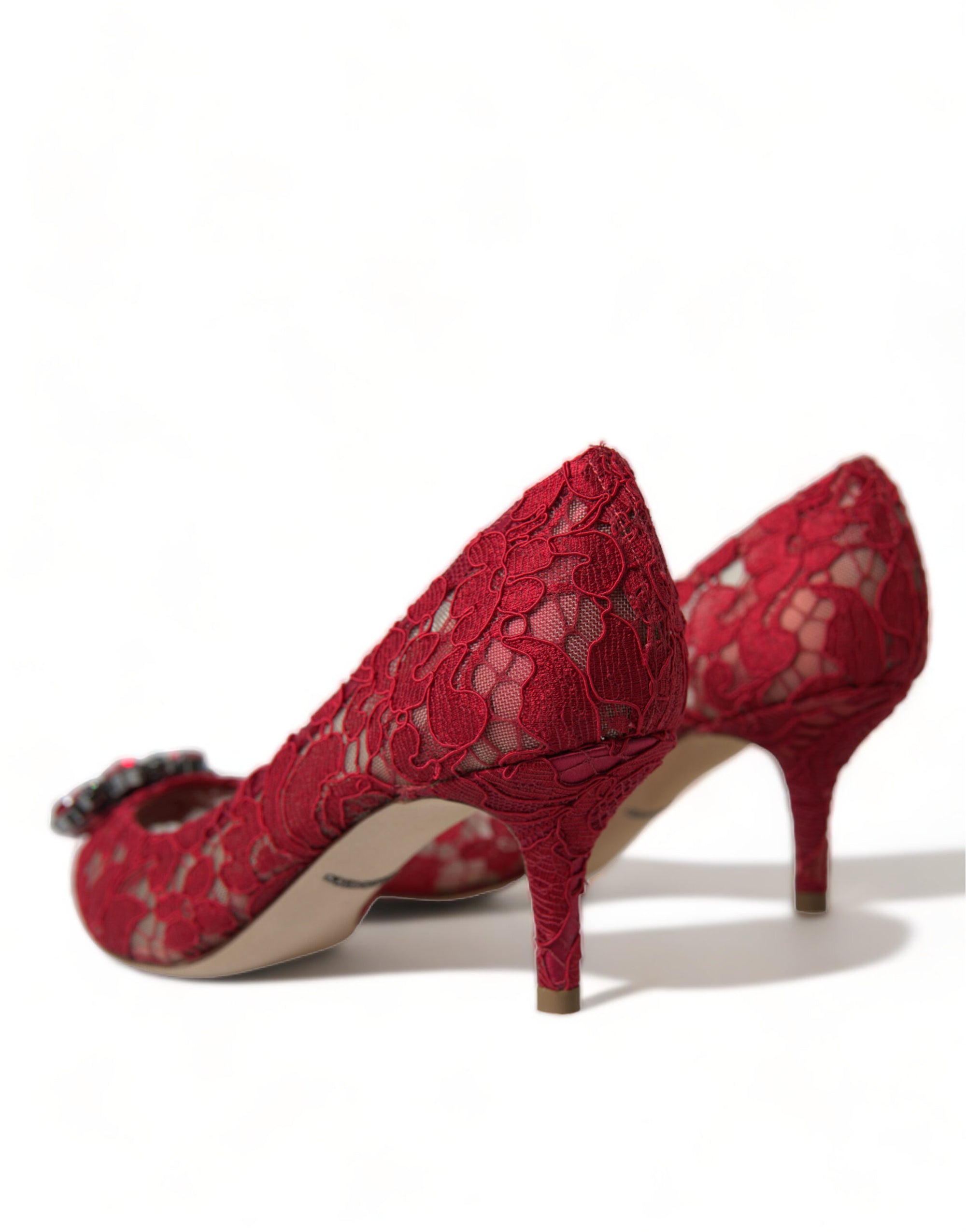 Escarpins Dolce &amp; Gabbana en dentelle rouge éclatante avec cristaux