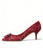 Escarpins Dolce &amp; Gabbana en dentelle rouge éclatante avec cristaux