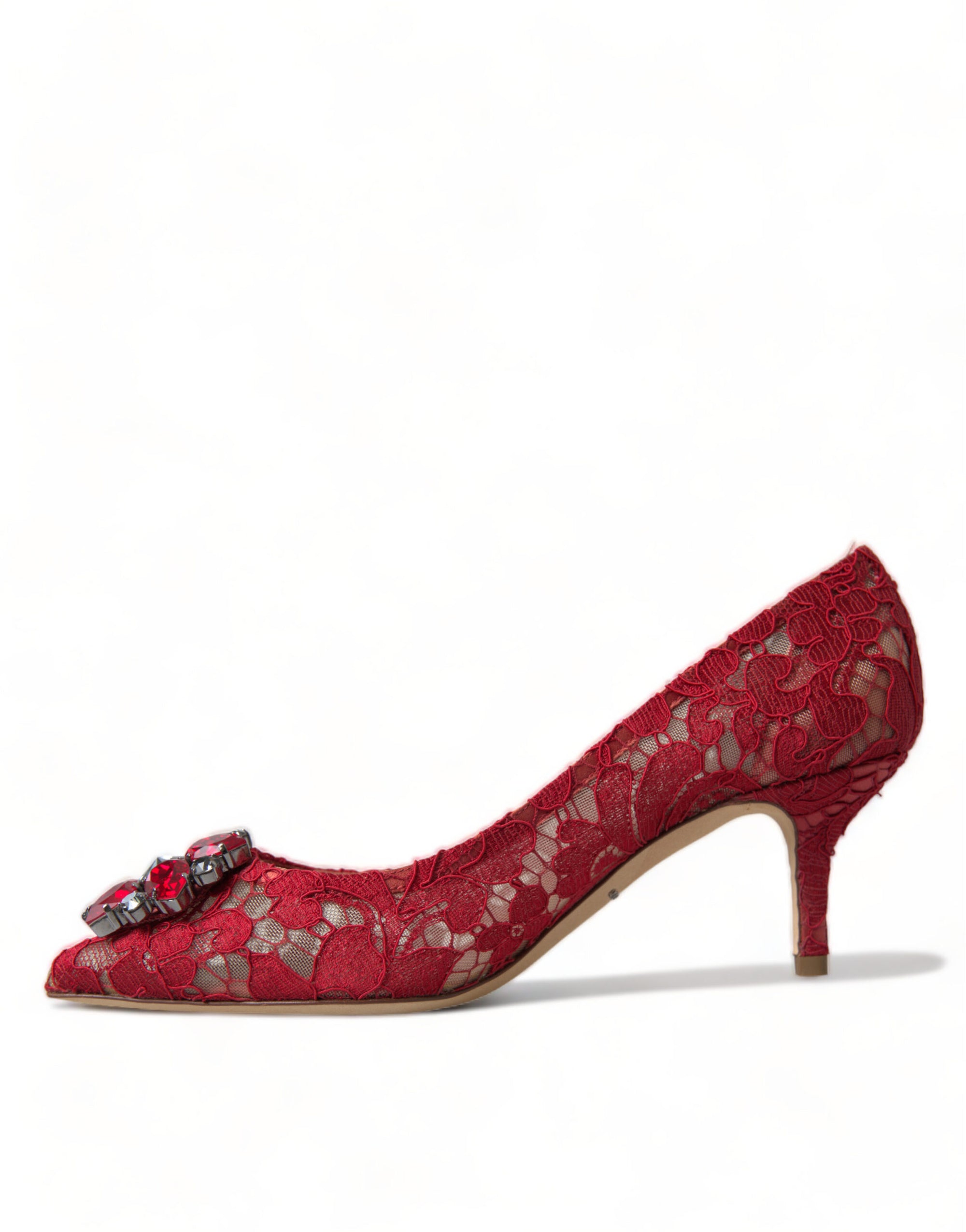 Escarpins Dolce &amp; Gabbana en dentelle rouge éclatante avec cristaux