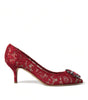 Escarpins Dolce &amp; Gabbana en dentelle rouge éclatante avec cristaux